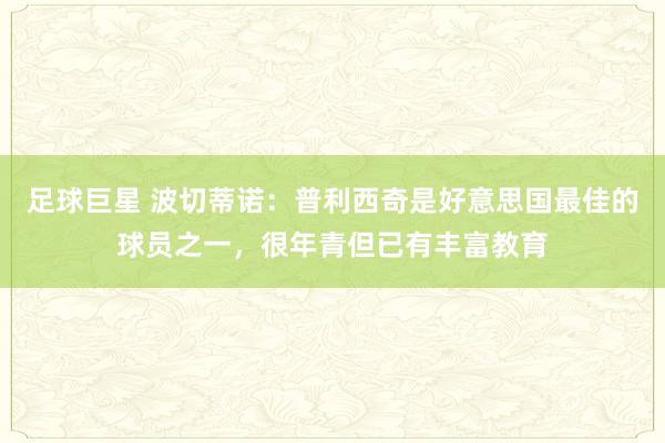 足球巨星 波切蒂诺：普利西奇是好意思国最佳的球员之一，很年青但已有丰富教育