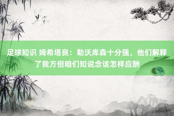 足球知识 姆希塔良：勒沃库森十分强，他们解释了我方但咱们知说念该怎样应酬