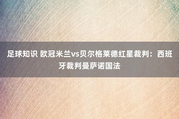 足球知识 欧冠米兰vs贝尔格莱德红星裁判：西班牙裁判曼萨诺国法