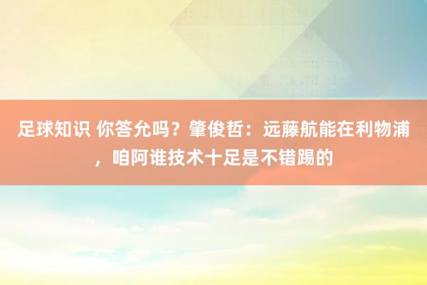 足球知识 你答允吗？肇俊哲：远藤航能在利物浦，咱阿谁技术十足是不错踢的