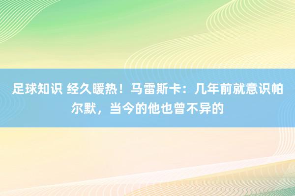 足球知识 经久暖热！马雷斯卡：几年前就意识帕尔默，当今的他也曾不异的