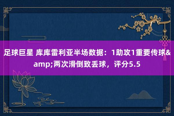 足球巨星 库库雷利亚半场数据：1助攻1重要传球&两次滑倒致丢球，评分5.5