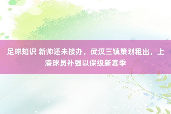 足球知识 新帅还未接办，武汉三镇策划租出，上港球员补强以保级新赛季